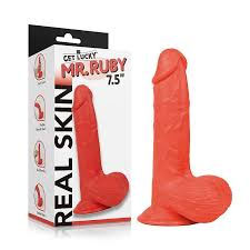 Get Lucky Real Skin Mr. Ruby 7.5" Dual Layer Dildo