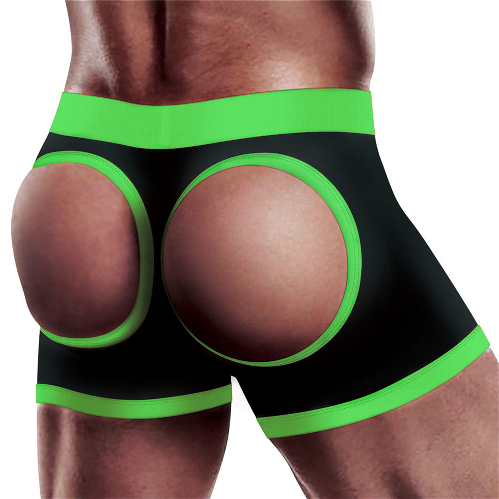 Get Lucky Strap-on Black/green Boxers - M/l