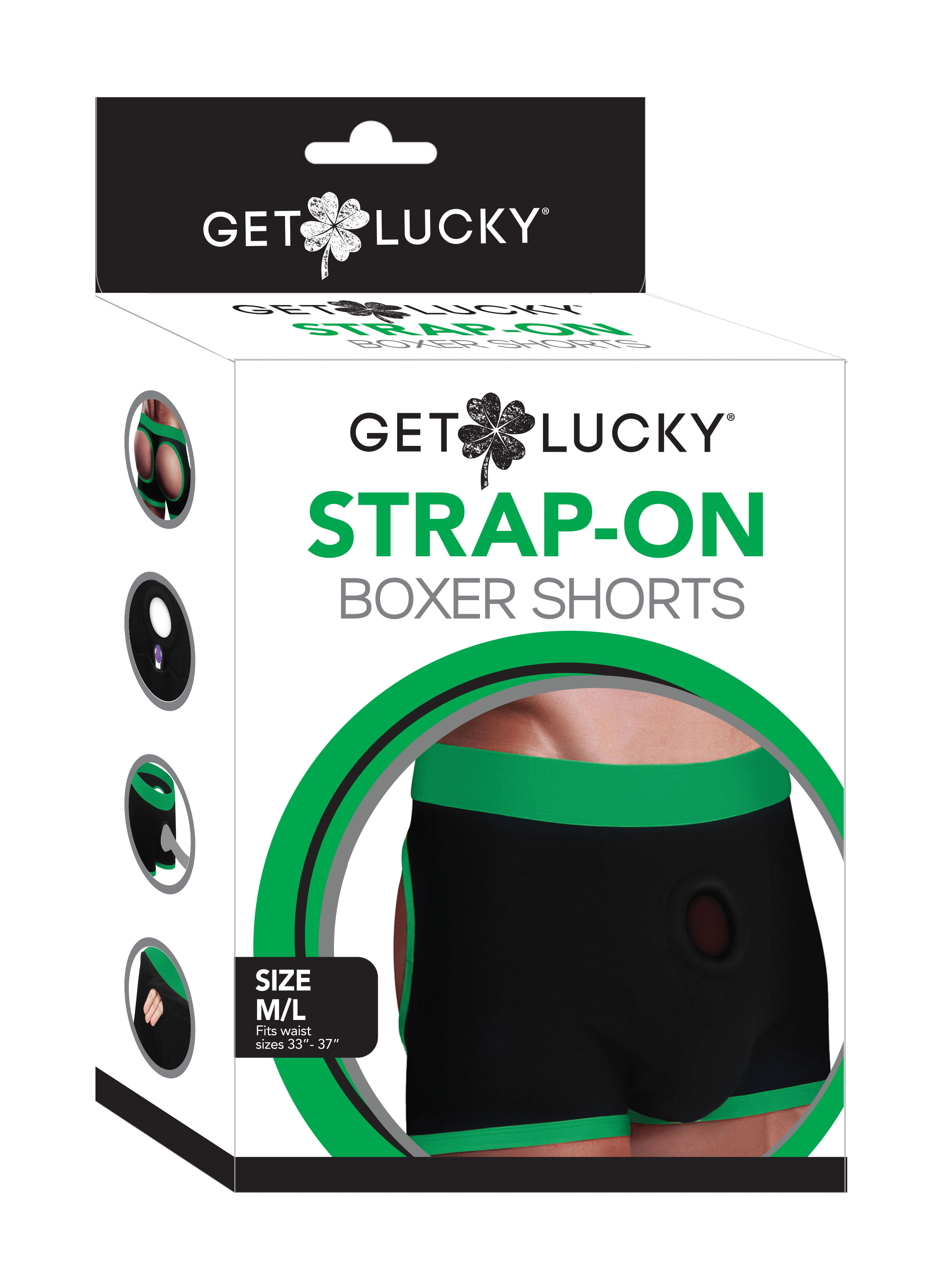 Get Lucky Strap-on Black/green Boxers - M/l
