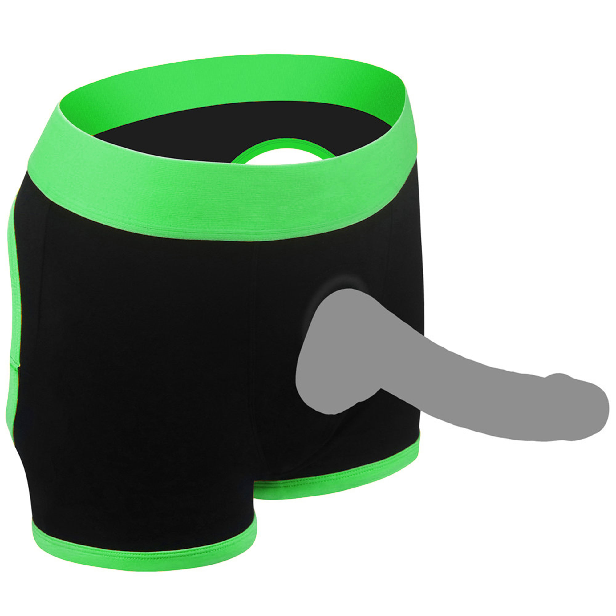 Get Lucky Strap-on Black/green Boxers - Xl/xxl