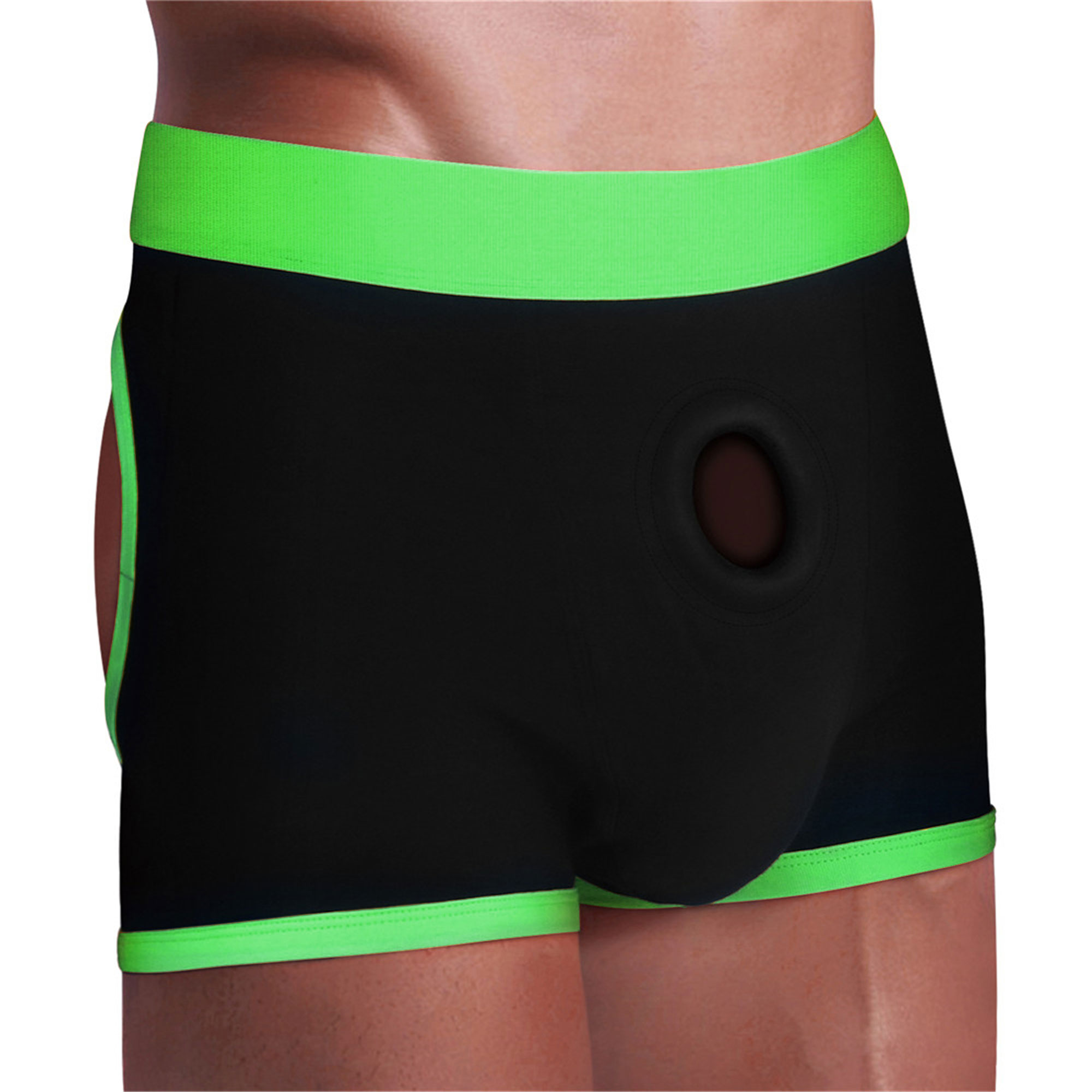 Get Lucky Strap-on Black/green Boxers - Xl/xxl