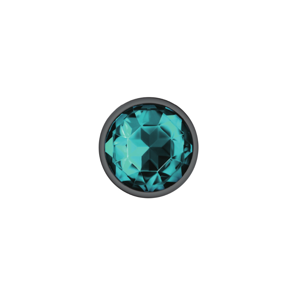 Teal Round Gem Gunmetal Metal Plug - Md