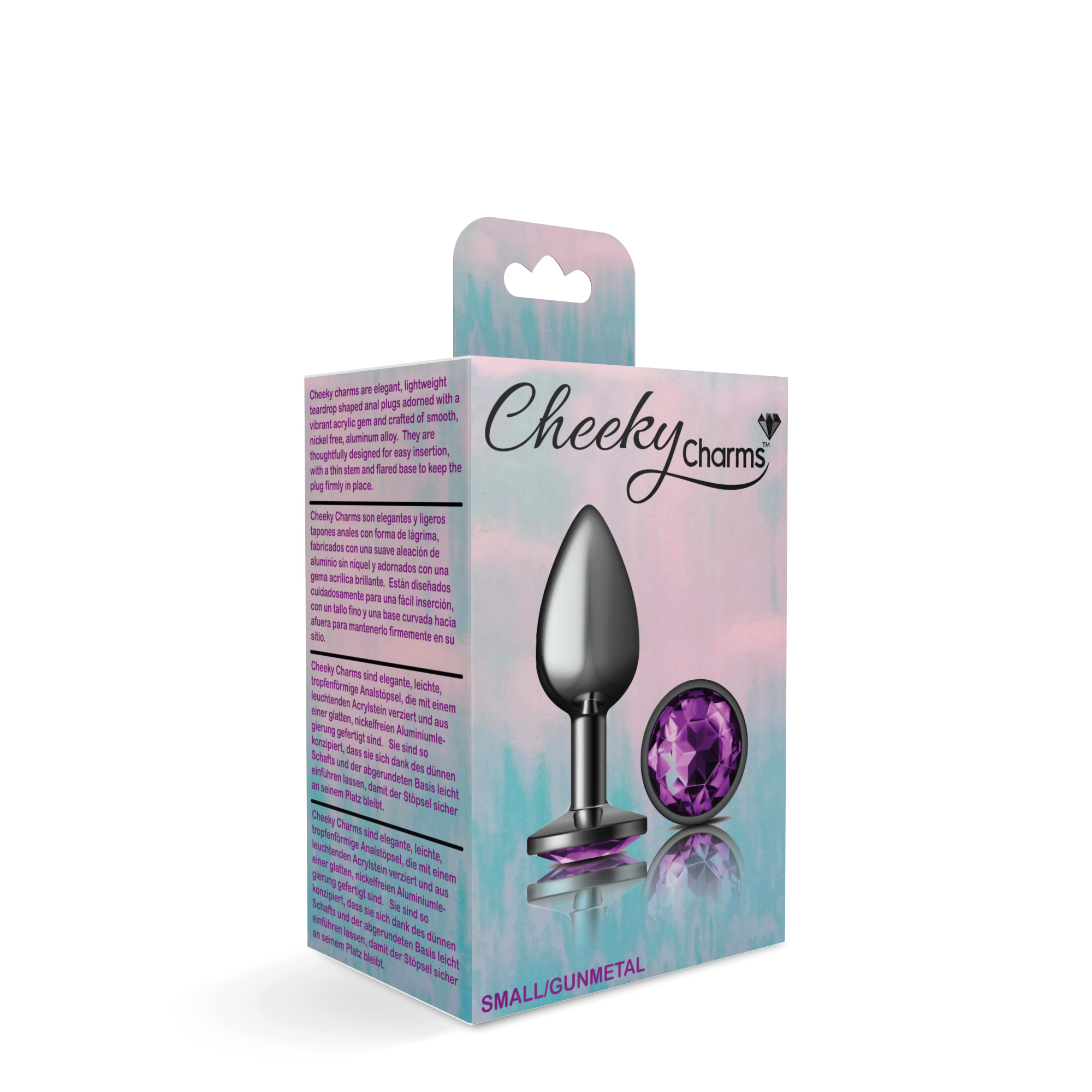 Purple Round Gem Gunmetal Metal Plug - Sm
