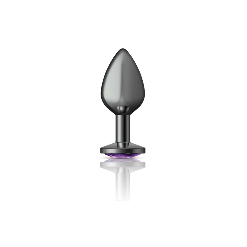 Purple Round Gem Gunmetal Metal Plug - Md