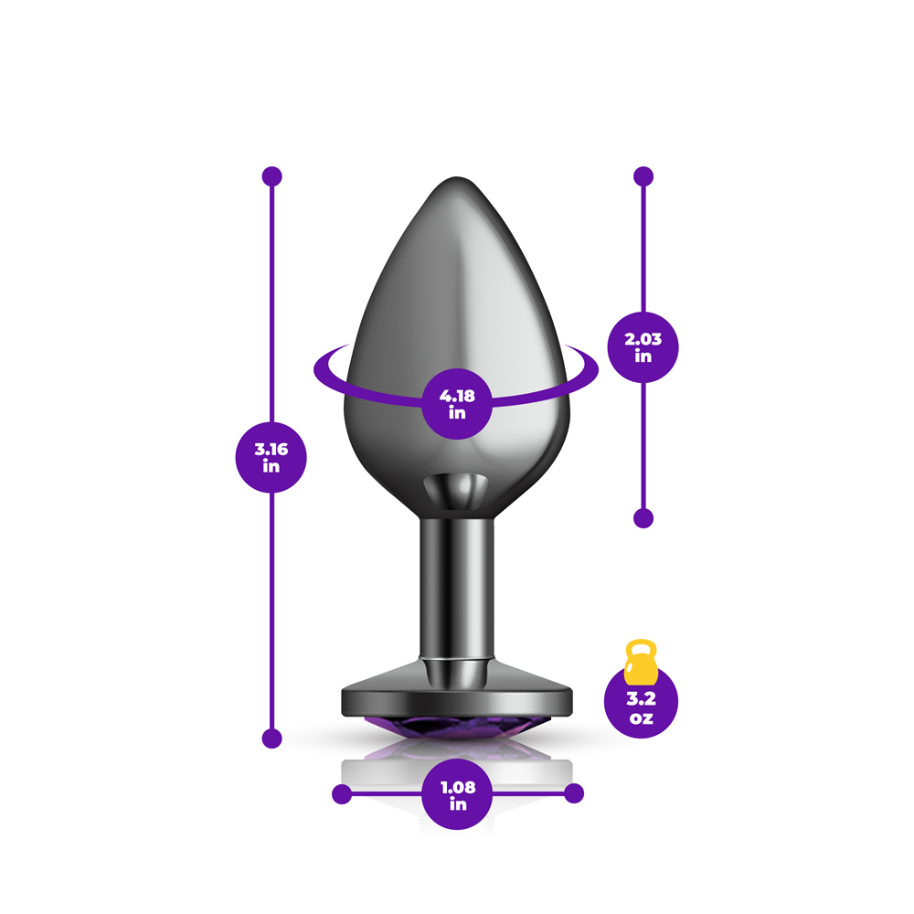 Purple Round Gem Gunmetal Metal Plug - Md