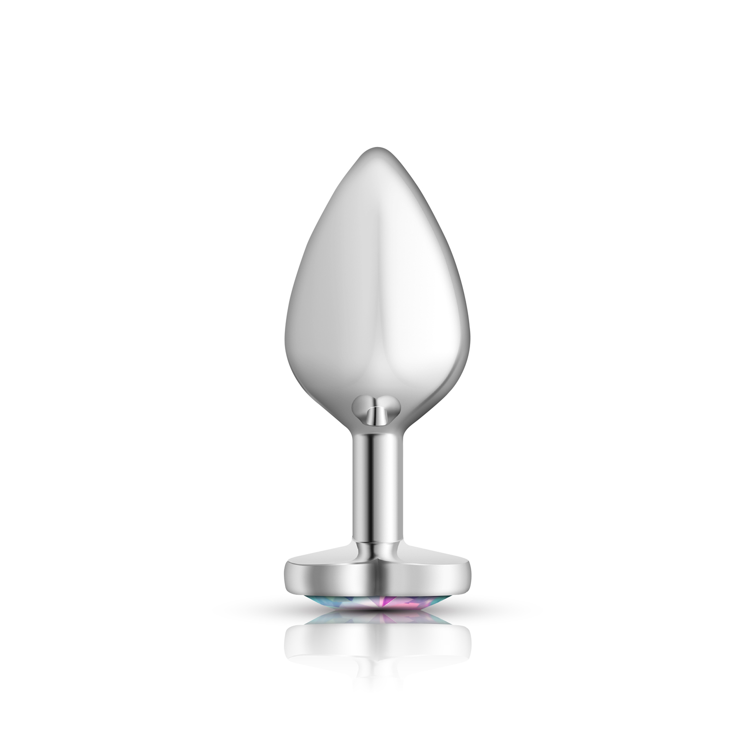 Clear Iridescent Heart Gem Silver Metal Plug - Md