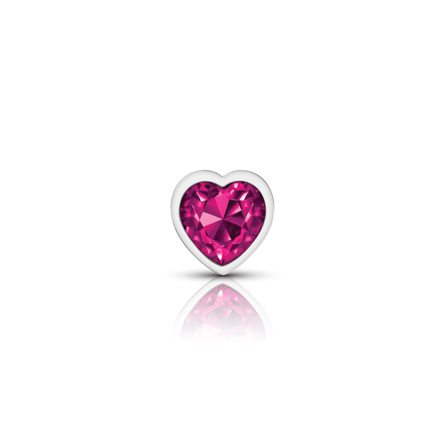 Bright Pink Heart Gem Silver Metal Plug - Sm