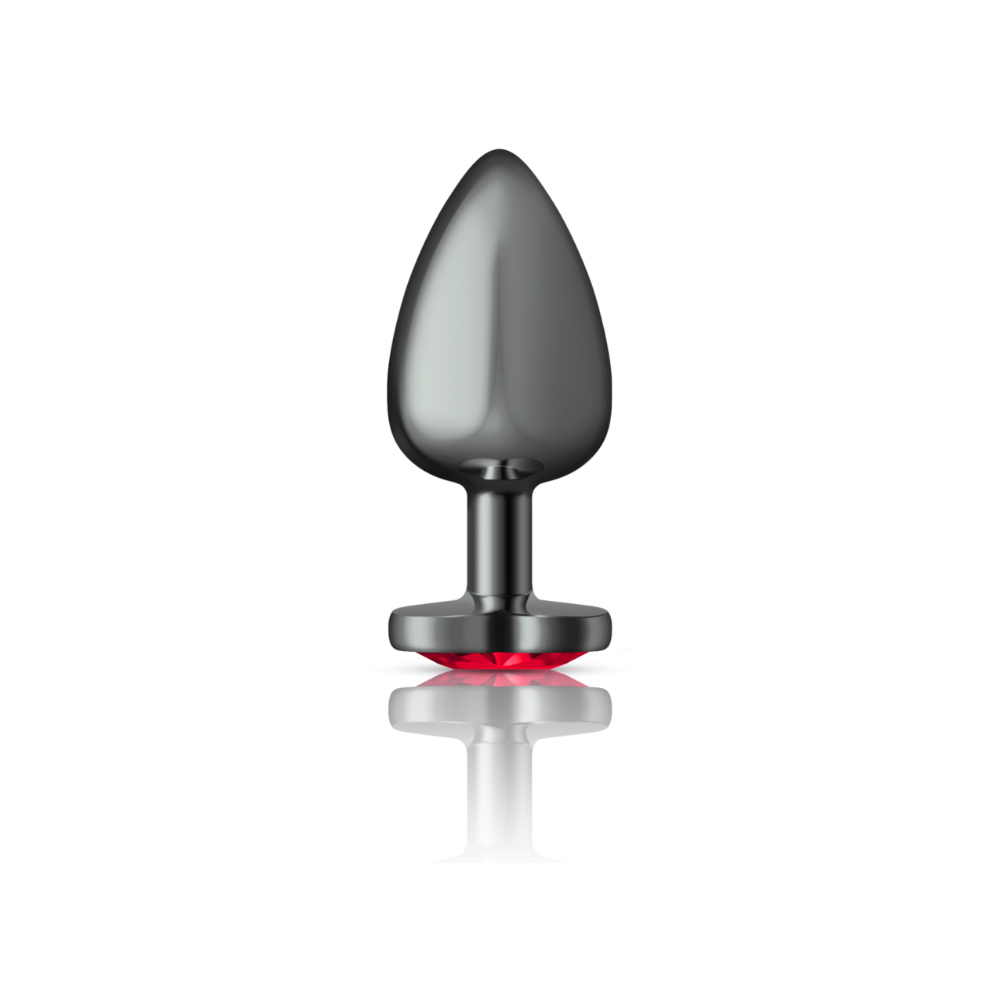 Deep Red Heart Gem Gunmetal Metal Plug - Lg