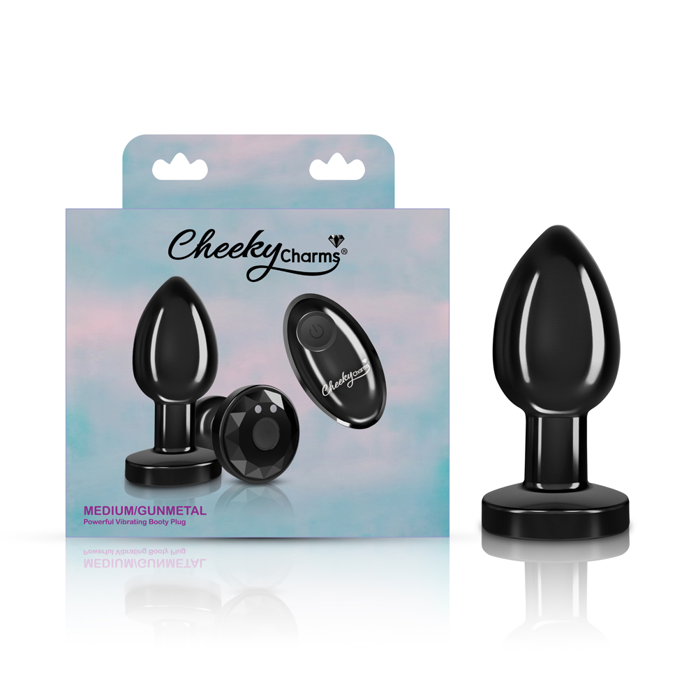 Vibrating Gunmetal Metal Remote Plug - Medium