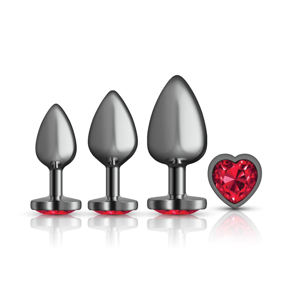 Red Heart Gem Anal Trainer Kit - Gunmetal