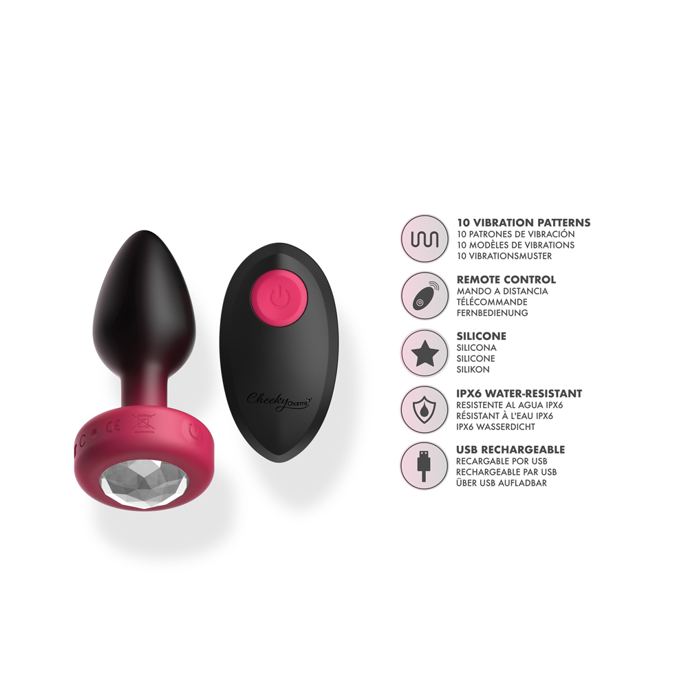 Eluxe Vibrating Clr Gem Rbyombre Plug Sm With Remote