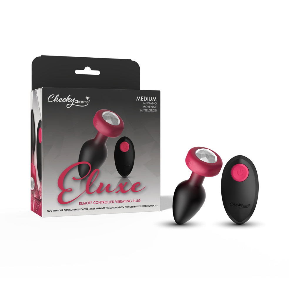 Eluxe Vibrating Clr Gem Rbyombre Plug Md With Remote