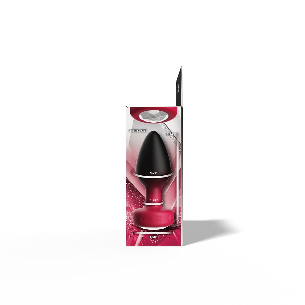 Eluxe Vibrating Clr Gem Rbyombre Plug Md With Remote