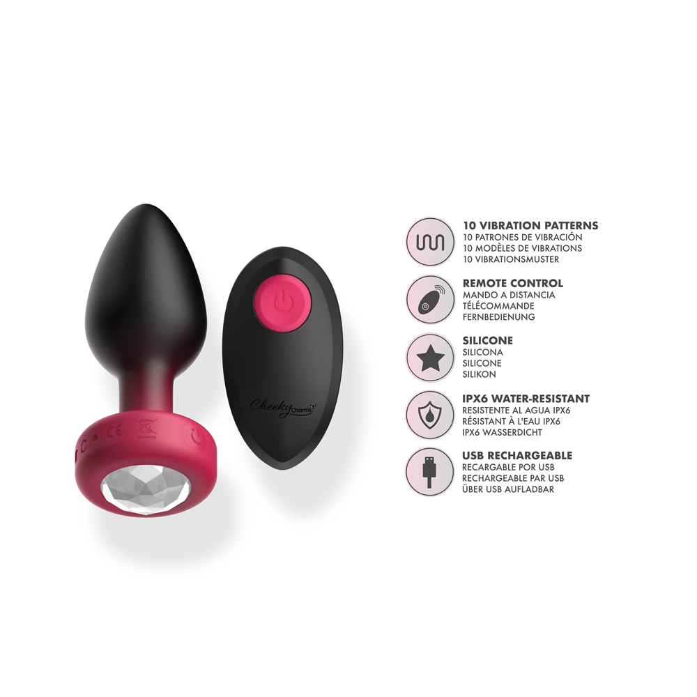 Eluxe Vibrating Clr Gem Rbyombre Plug Md With Remote