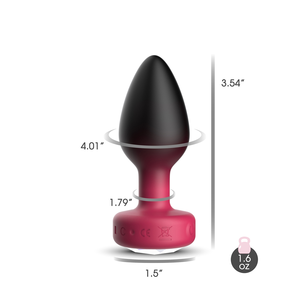 Eluxe Vibrating Clr Gem Rbyombre Plug Md With Remote