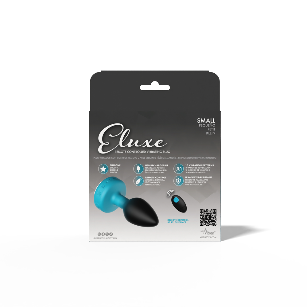 Eluxe Vibrating Clr Gem Bluombre Plug Sm With Remote