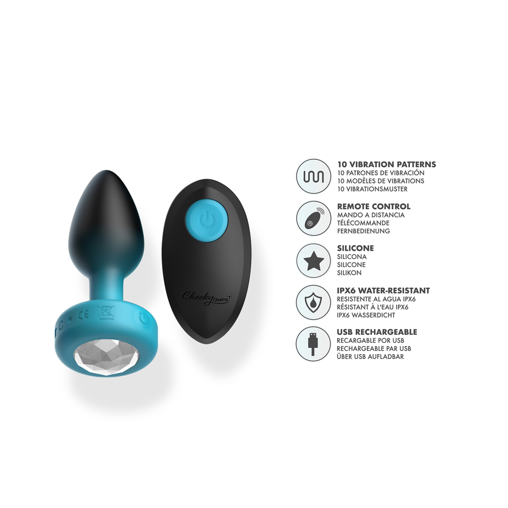 Eluxe Vibrating Clr Gem Bluombre Plug Sm With Remote