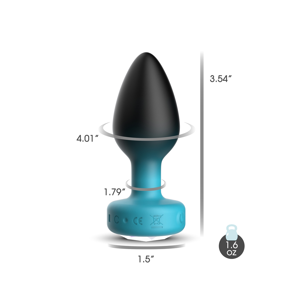 Eluxe Vibrating Clr Gem Bluombre Plug Sm With Remote