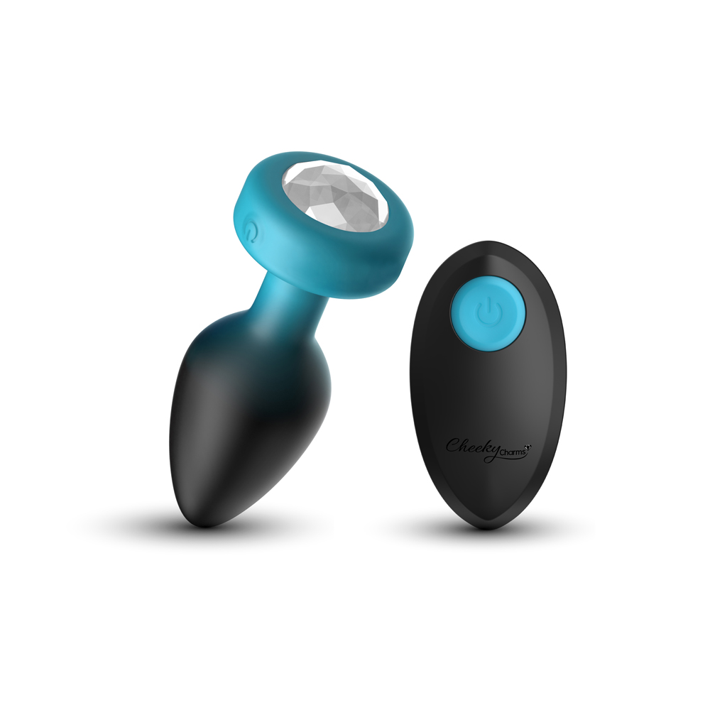 Eluxe Vibrating Clr Gem Bluombre Plug Md With Remote