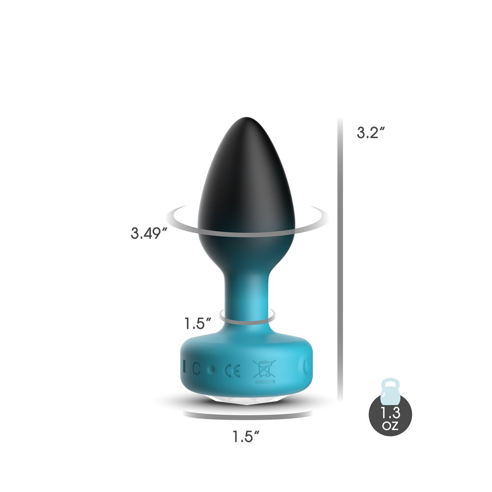 Eluxe Vibrating Clr Gem Bluombre Plug Md With Remote