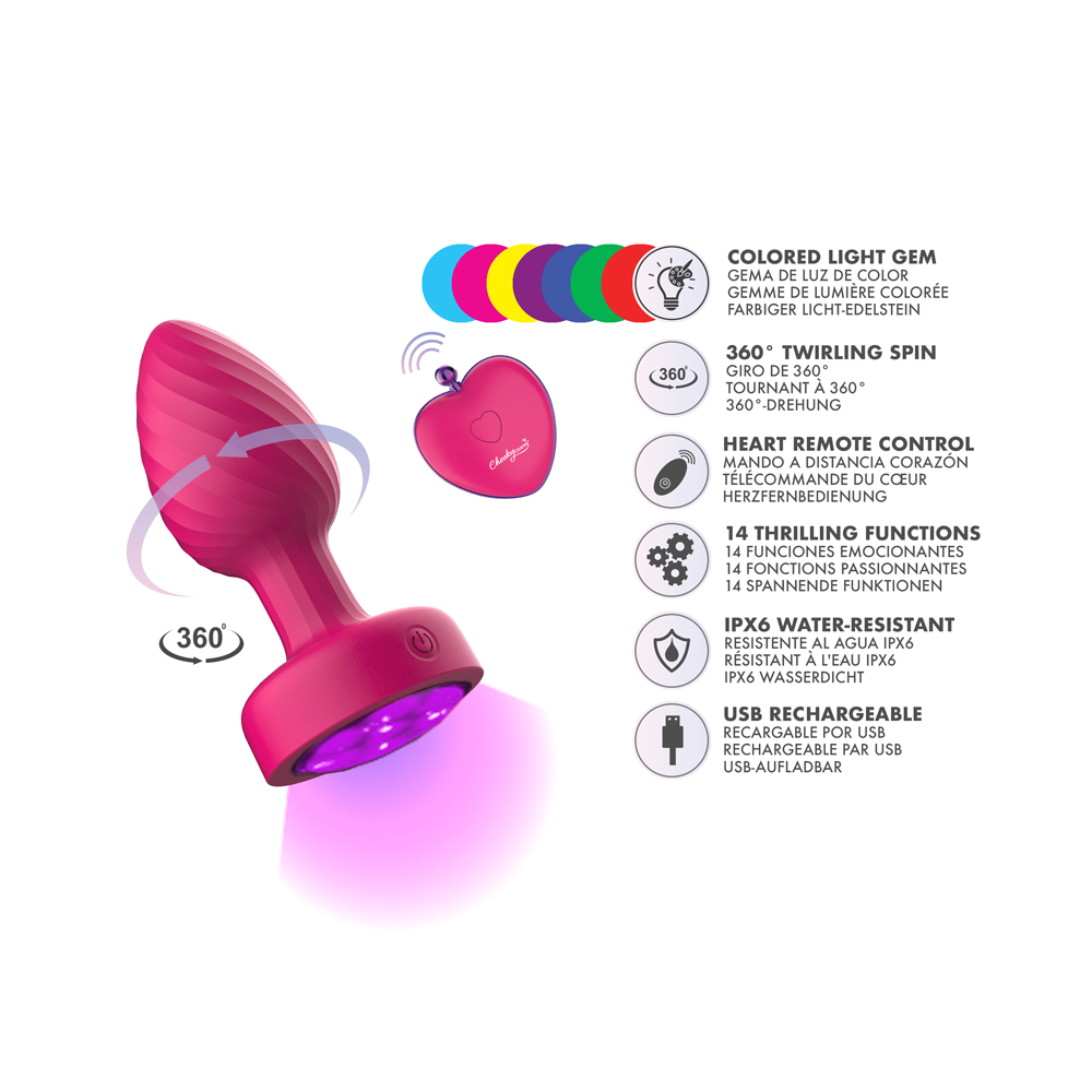 Twila Twirling Purple Gem Light Up Vibrating Plug With Pnk Heart Remote