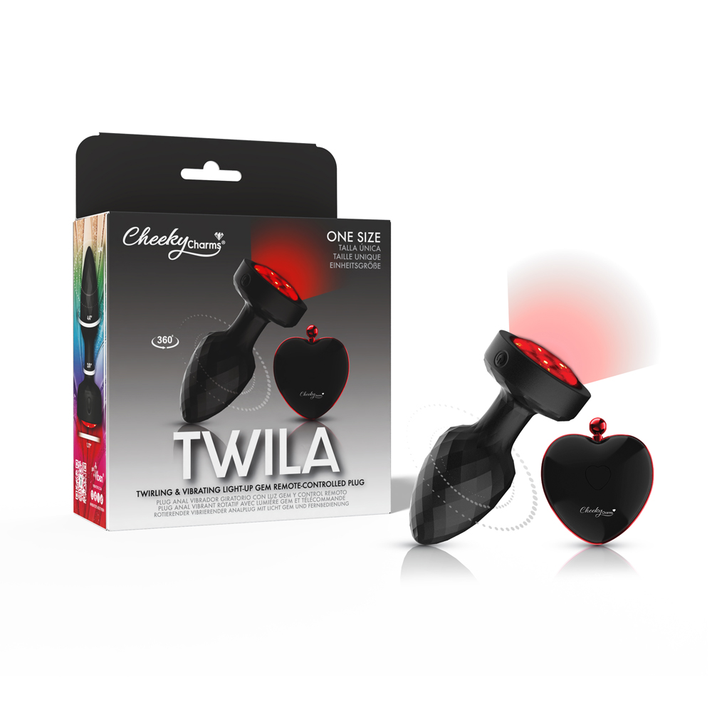 Twila Twirling Smoke Gem Light Up Vibrating Plug With Blk Heart Remote
