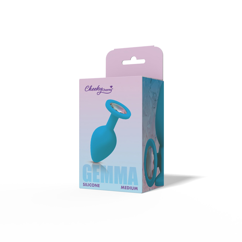 Gemma Clear Iridescent Gem Teal Silicone Plug - M