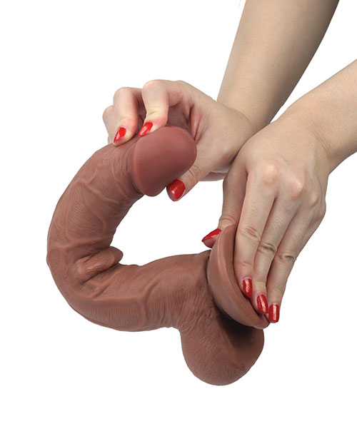 Get Lucky Real Skin 11” Dual Layer Dildo Light Brown