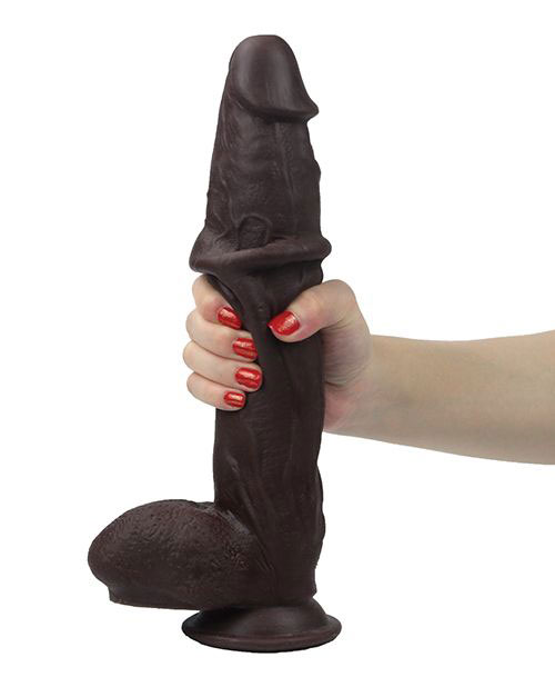 Get Lucky Real Skin 12” Dual Layer Dildo Dark Brown
