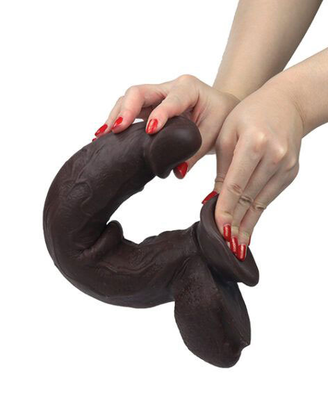 Get Lucky Real Skin 12” Dual Layer Dildo Dark Brown