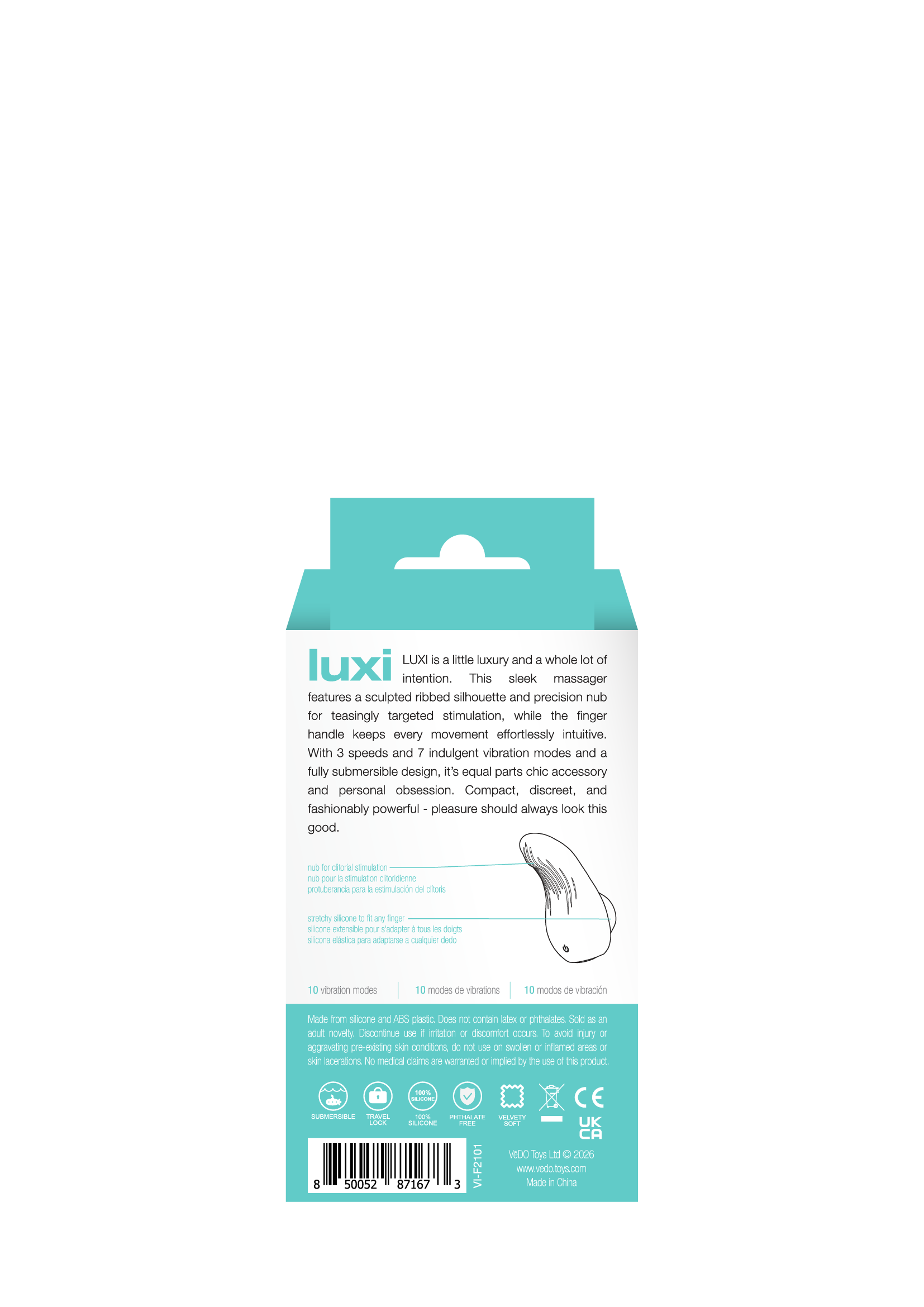 Luxi Rechargeable Clitoral Finger Vibe Turquoise