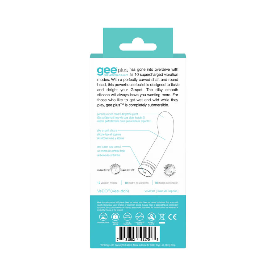 Gee Plus Rechargeable Mini Vibe - Tease Me Turquoise