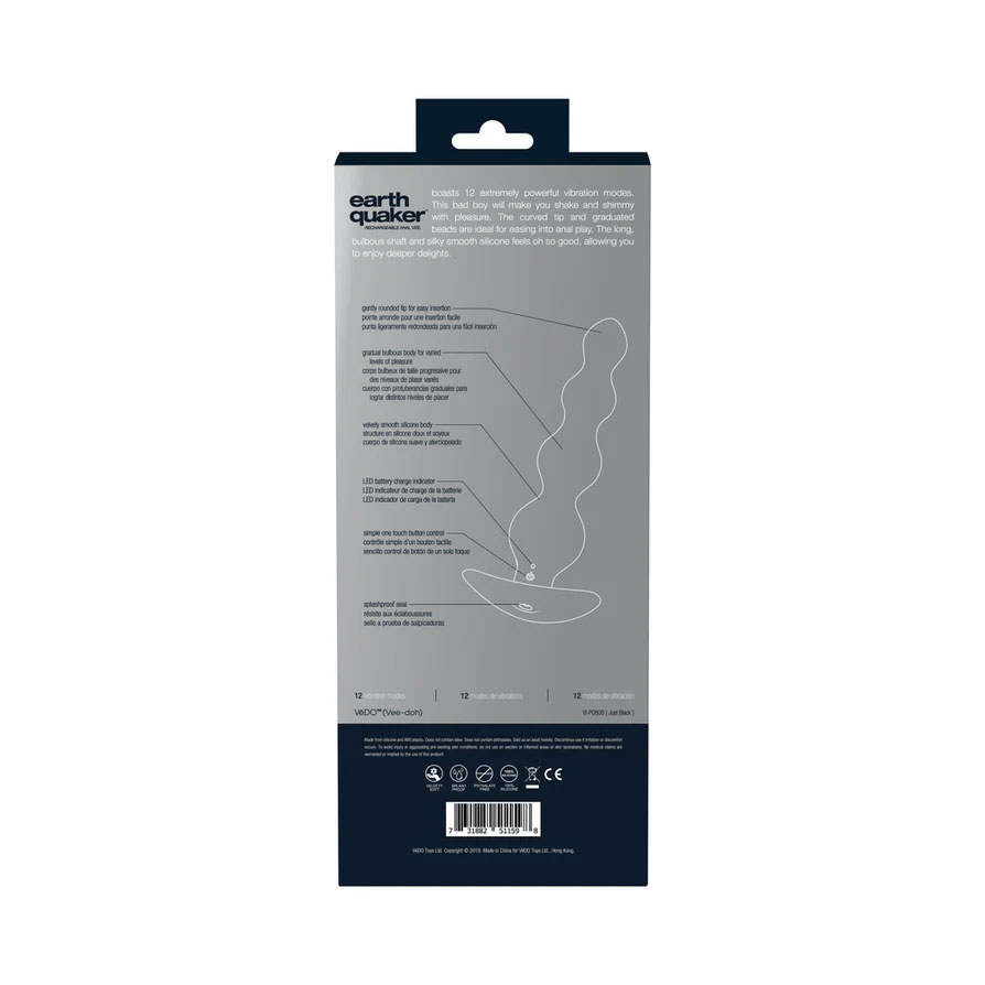 Earth Quaker Rechargeable Anal Vibe - Just Black