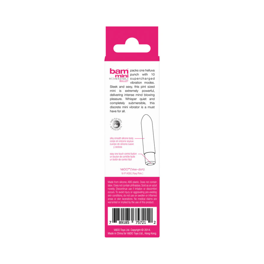 Bam Mini Rechargeable Bullet Vibe - Foxy Pink