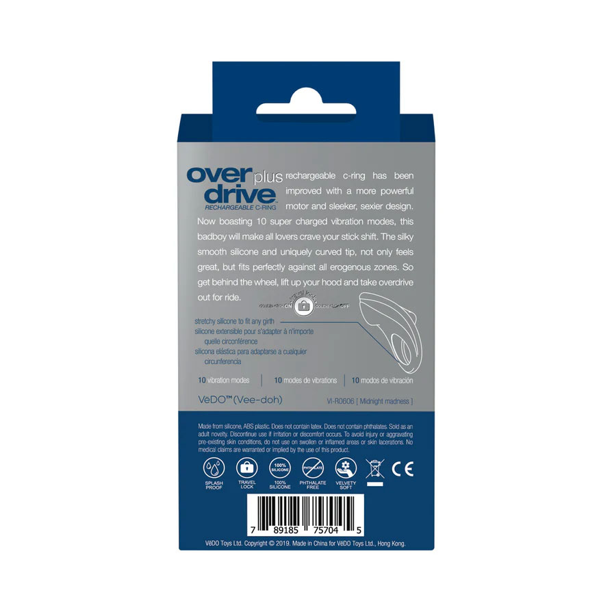 Over Drive Plus Rechargeable Cock Ring - Blue