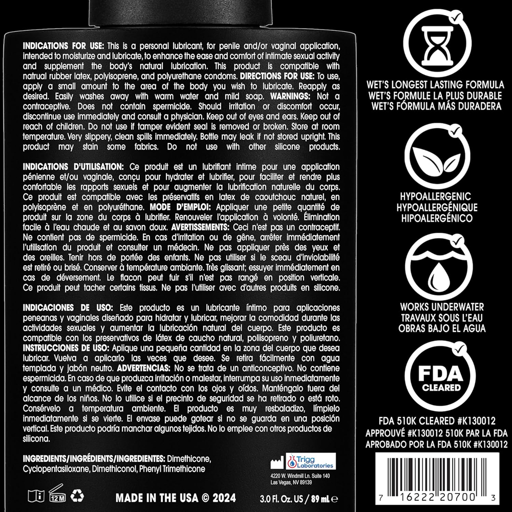Wet Platinum Luxury Silicone Lubricant - 9 Fl. Oz.