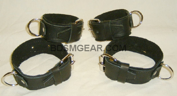 Black Leather on Black Leather Deluxe Cuffs