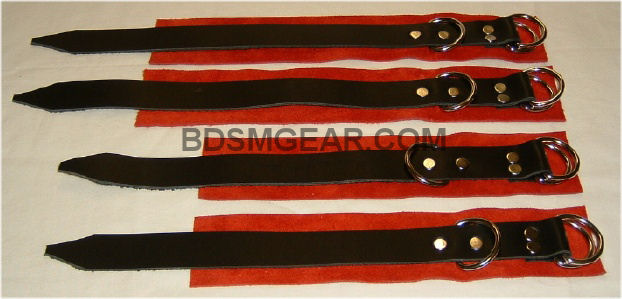 Black Leather and Red Suede BDSM Cuff Set by BDSMGear