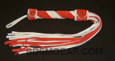 King Size Red Suede Flogger with White Suede Trim by BDSMGear