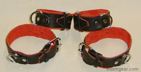 Black Leather on Red Suede Deluxe Cuffs
