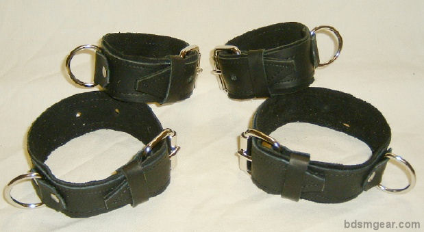 Black Leather on Black Leather Deluxe Cuffs