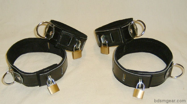 Black Leather on Black Suede Deluxe Cuffs