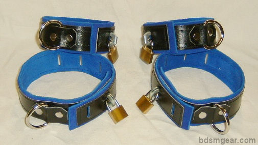 Black Leather on Blue Suede Deluxe Cuffs
