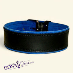 Blue Suede Lined Ringless BDSM Collar