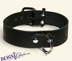 Black Leather or Black Suede Lined 1 Ring Collar