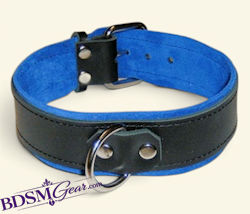Blue Suede Lined 1 Ring Collar