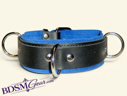 Blue Suede Lined 3 Ring Collar