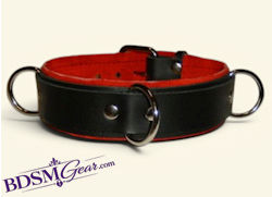 Red Suede Lined 3 Ring Collar