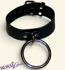 Basic Black Leather O Ring Bondage Collar
