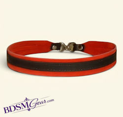 Red Suede Lined Thin Ringless Leather Collar